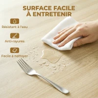 HOMCOM Table à manger pliante pour 2 à 6 personnes, table de cuisine ronde avec pieds croisés en acier, bois naturel(m-6)