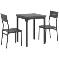 HOMCOM 3-teilige Essgruppe, Esstisch-Set, 1 Tisch, 2 Stühle, MDF+Metall, Grau(m-1)