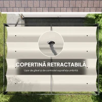 Outsunny Pergolă Gazebo pentru Exterior 3x2 m cu Acoperiș Retractabil din Metal și Poliester, Crem și Gri(m-6)