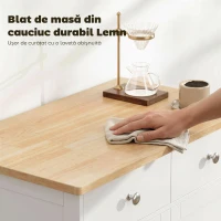 HOMCOM Bufet Scund cu Dulap 2 Uși, Rafturi Reglabile și 2 Sertare, Alb și Lemn(m-5)