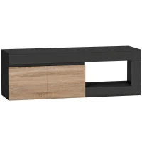 HOMCOM Comodă TV Modernă cu Dulap, Negru și Lemn Natur(m-1)