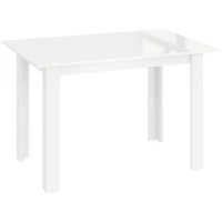 HOMCOM Extending Six-Person High Gloss Dining Table - White(m-1)