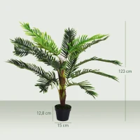 Outsunny Pianta Artificiale Palma Cycas Alta 123cm per Interno ed Esterno con Vaso Incluso(m-3)