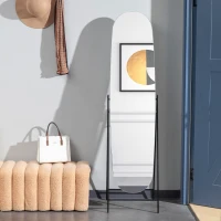 HOMCOM Espejo de Cuerpo Entero Arqueado 160x40 cm sin Marco Soporte de Metal Espejo de Pie o Apoyado en la Pared Negro(m-9)