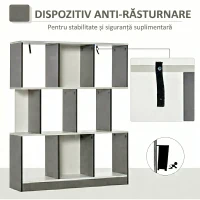 HOMCOM Bibliotecă cu 8 Rafturi pentru Sufragerie și Dormitor, din Lemn, 100x24x124 cm, Gri Închis(m-5)