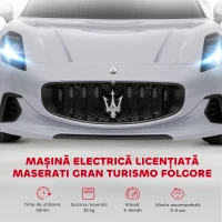 AIYAPLAY Mașină pentru Copii 12V Maserati Gran Turismo Folgore cu Telecomandă, Vârsta 3-5 Ani, Gri(m-4)