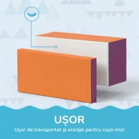 HOMCOM Set de 7 Blocuri Moi pentru Copii 1-3 Ani, Spumă și Piele PU, pentru Casă  Grădiniță, 60 x 40 x 11 cm, Multicolor(m-6)
