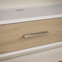 HOMCOM，Suport TV，Cu 2 Rafturi Deschise și Dulap cu Ușă Rabatabilă，MDF，120cm x 26cm x 16cm，Alb, gri(m-9)