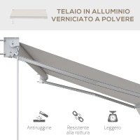 Outsunny Tenda da Sole 3x2 m a Bracci, Regolabile 5°-35° in Alluminio e Poliestere, Bianco Crema(m-7)