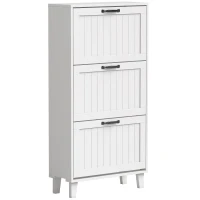 HOMCOM Scarpiera Salvaspazio con 3 Cassetti Ribaltabili e Ripiani Regolabili, 60x24x118 cm, Bianco(m-1)