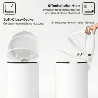 HOMCOM Mülleimer 30L, Treteimer, einrastbarer Deckel, Pedal, fleckenresistent, Cremeweiß(m-5)