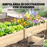 Outsunny Letto per Orto Rialzato in Legno di Abete con Fondo Aperto e 2 Sezioni Separate, 244x61,5x27cm(m-4)