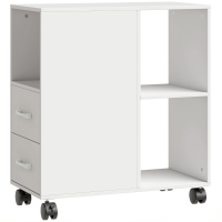 HOMCOM Support d'imprimante, meuble de rangement sur roulettes avec tiroirs, étagère réglable et compartiment ouvert, blanc
