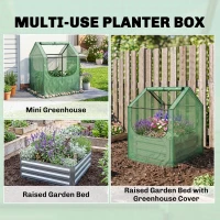 Outsunny 61 x 61cm Garden Planter Bed, with Cover - Green and Silver(m-4)