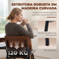 HOMCOM Conjunto de 2 Cadeiras de Sala de Jantar em Pele Sintética com Encosto Curvo e Pernas Metálicas 49,5 x 49,5 x 80 cm Preto e Castanho(m-10)