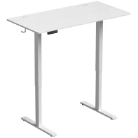 HOMCOM Elektrischer Sitz-Steh-Schreibtisch 120 x 60 cm, 3 Speicherhöhen, Kindersicherung und Anti-Kollision, für Arbeit, Weiß(m-1)