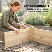 Outsunny Letto per Orto Rialzato in Legno di Abete con Fondo Aperto e 2 Sezioni Separate, 244x61,5x27cm(m-8)