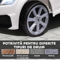 HOMCOM Mașină Electrică pentru Copii 3-5 Ani AUDI TT cu Telecomandă, Portiere care se Deschid și Faruri LED, Alb(m-7)