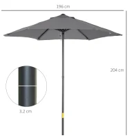 Outsunny Parasol de Terraza Exterior con Techo de Ventilación Poste Desmontable de Aluminio para Jardín Patio Gris Oscuro(m-3)