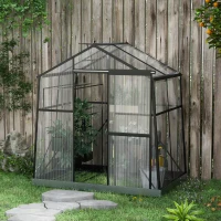 Outsunny Gewächshaus Treibhaus Frühbeet, wetterbeständig, 192 x 131 x 203 cm, Schwarz(m-10)