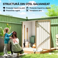 Outsunny Căsuță de Grădină Unelte din Oțel Galvanizat cu Ușă Batantă, 100x104x160 cm, Galben(m-4)