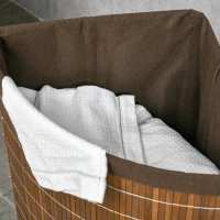 HOMCOM Panier à linge en bambou d'angle 55L avec couvercle et sac amovible 38 x 38 x 57 cm marron(m-8)