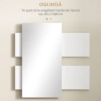 HOMCOM Dulap de Hol 2 în 1 cu Oglindă de Perete 75x3,5x75 cm și Sertar 75x30,5x20 cm, Gri și Alb(m-8)