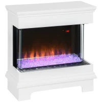 HOMCOM Caminetto Elettrico a 10 Colori con Spegnimento Automatico e Timer da 12h, 61x28x66.5 cm, Bianco(m-10)