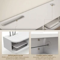 HOMCOM，Suport TV，Cu 2 Rafturi Deschise și Dulap cu Ușă Rabatabilă，MDF，120cm x 26cm x 16cm，Alb, gri(m-7)