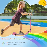 HOMCOM Roller Kinder Scooter mit LED Rädern 124 mm Rollen klappbarer Höhenverstellbar mit Musik Hinterradbremse Rosa(m-4)
