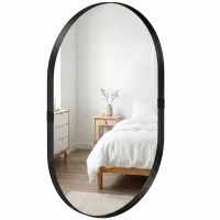 HOMCOM Miroir mural, miroir décoratif 60 x 90 cm en verre trempé et cadre en aluminium, pour chambre, salon, couloir, noir(m-12)