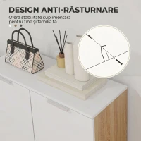 HOMCOM Dulap Modern pentru Pantofi, 15-20 Perechi, 5 Rafturi și Închidere Silențioasă, Alb Lucios(m-10)