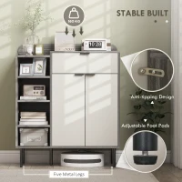 HOMCOM Modern and Minimal 12 Shoe Storage Cabinet - Grey/White(m-7)
