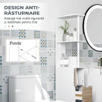 HOMCOM Coloană Pentru Baie cu Dulap, Rafturi și Sertare din Lemn, Lemn Natural(m-6)