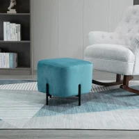HOMCOM Fußhocker Fußstütze gepolstert Polyester Stahl Schaumstoff Türkis 44,5 x 44,5 x 41,5 cm(m-9)