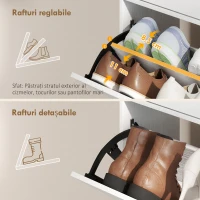 HOMCOM Suport Pantofi Subțire Economisitor Spațiu, 12 Perechi, Rafturi Reglabile, Alb(m-6)