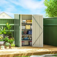 Outsunny Metall Gerätehaus 1,07 m² 142 x 86 x 189 cm Geräteschuppen mit Pultdach Abschließbarer Tür, wetterfest Gartenhaus Outdoor Garten Schuppen für Hinterhof Außenbereich Grün(m-10)