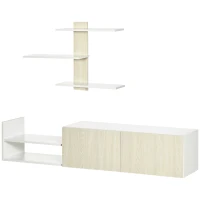 HOMCOM Mueble de Salón para TV con Mesa para Televisor 150x31,5x40 cm y Estante de Pared 95,5x16x60 cm Natural(m-14)