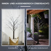 HOMCOM Brad de Crăciun Luminos Tip Mesteacăn, 150 cm, 96 Led-uri, Bază Lată, pentru Interior și Exterior, Maro(m-7)