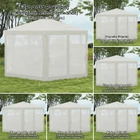 Outsunny Pavilion hexagonal de grădină cu dublă intrare, din metal și poliester, 3.94x3.94x2.5 m, crem(m-7)