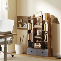 HOMCOM 12 Shelf Storage Unit, with Drawers - Brown(m-10)