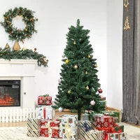 HOMCOM Árbol de Navidad Artificial 150 cm Ignífugo con 454 Ramas con 2 Tipos de Puntas de PVC Base Plegable y Soporte de Acero Decoración Navideña de Interior Verde(m-10)