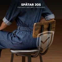 HOMCOM Set 2 Scaune de Bar în Stil Industrial cu Spătar, Șezut din Piele Ecologică și Suport pentru Picioare, Maro Rustic(m-5)