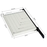 HOMCOM Tagliacarte per 12 Fogli max con Griglia e Stampa Metrica, in Metallo e ABS, 48x26.5x5 cm, Bianco e Nero(m-3)