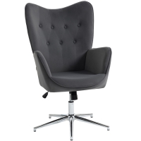 HOMCOM Poltroncina da Salotto Girevole con Braccioli in Velluto, con Dondolo e Altezza Regolabile, Grigio Scuro