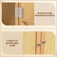 HOMCOM 104 cm Rattan-Küchenschrank mit 5-stufigem Regal, 12 Gewürzfächern und verstellbaren Böden, Natur(m-7)