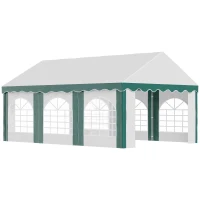 Outsunny 6 x 4m Garden Gazebo with Sides - Galvanised Marquee Party Tent Featuring Six Windows and Double Doors, Ideal for Parties, Wedding, and Events(m-21)