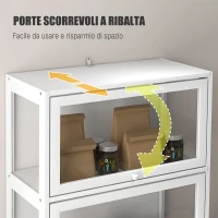 HOMCOM Vetrina per Collezione a 4 Ripiani con Ante a Battente, in Legno e Acrilico, 59x30x139 cm, Bianco(m-4)