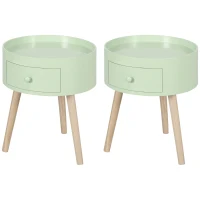 HOMCOM Lot de 2 tables basses - table de chevet - table de nuit ronde - design scandinave table d'appoint bout de canapé(m-7)