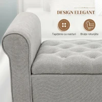 HOMCOM Bancă Capăt de Pat Con Spațiio Suport Obiecte, Gri Chiaro(m-6)